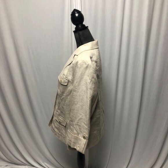 Studio Works Jacket Womens Size Medium Light Tan Linen Lined Safari Office - Picture 4 of 7